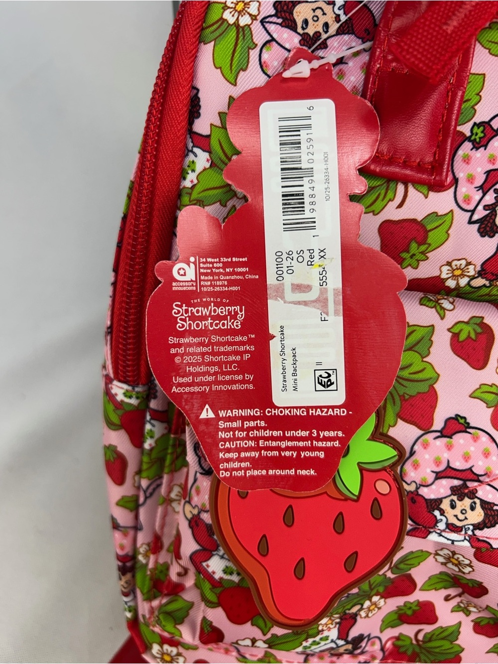 Strawberry Shortcake Kids' Pink & Red Strawberry Print Backpack - Picture 3 of 3